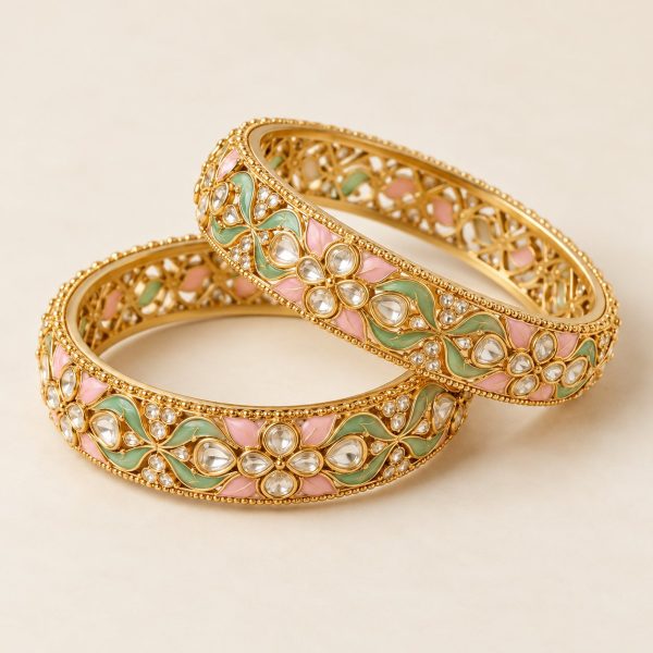 Pastel Meenakari Kundan Bangles