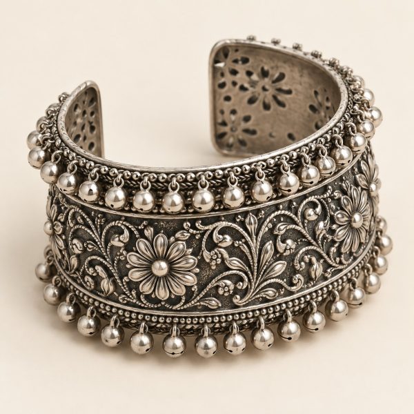 Oxidised Ghungroo Cuff Bangle