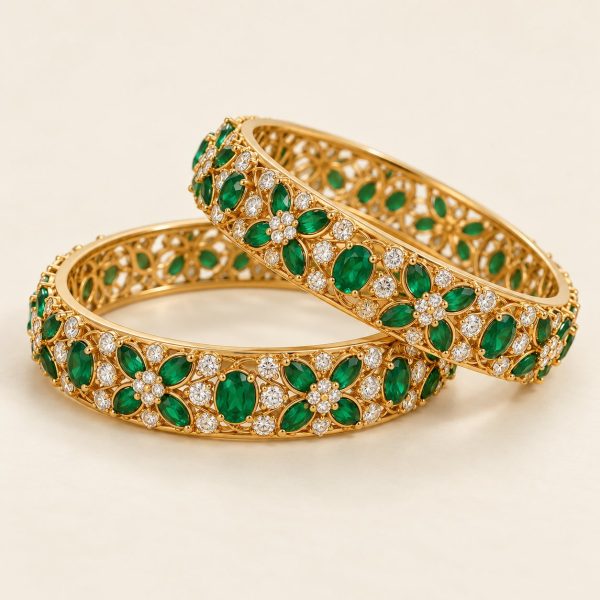 Emerald Stone Party Wear Bangles